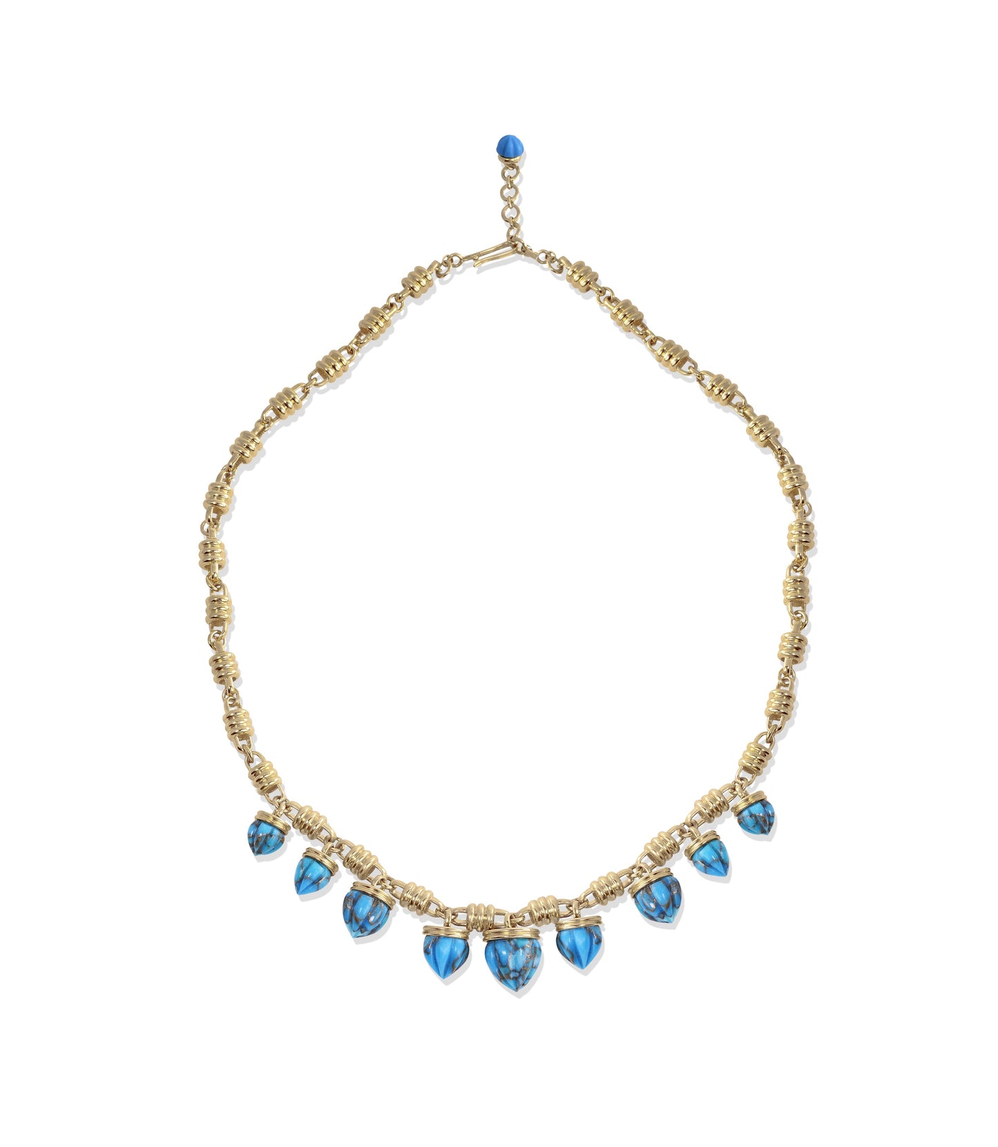 Sunshine Twist Turquoise Studded Necklace in 14K Yellow Gold Plated